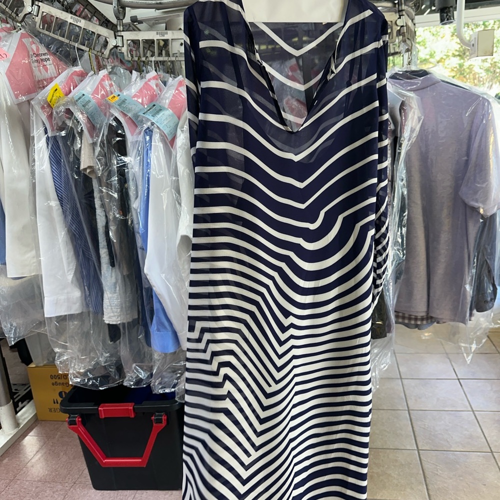 Soft Surroundings Navy and White Striped Maxi Dress